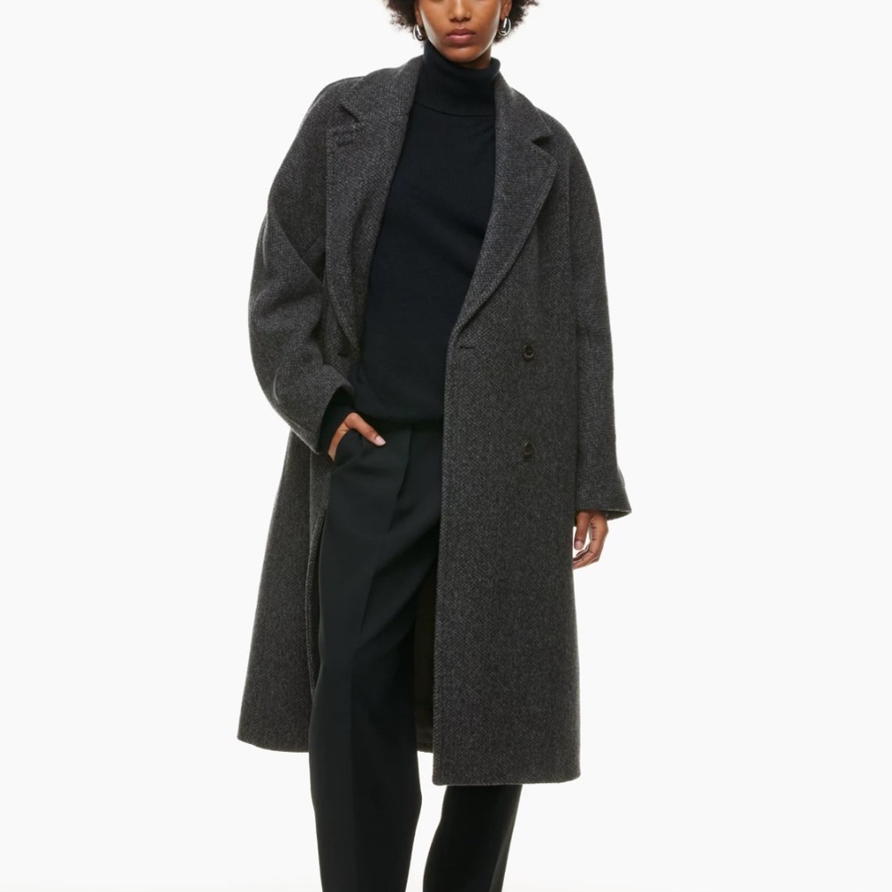 Aritzia The Slouch Coat in Tweed Black